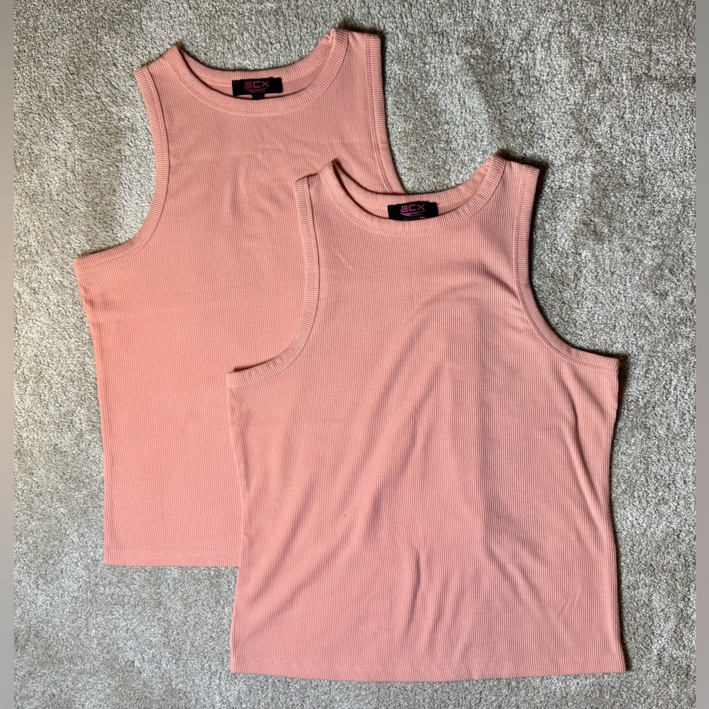 2-pack of ribbed sport tank top high neck